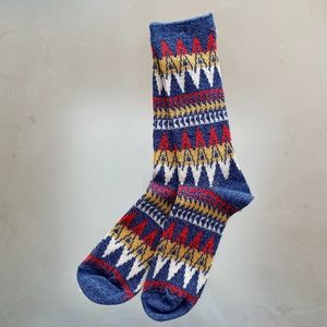 NWT - Patterned Blue Red Yellow White Dress Socks - Size 9 - 11 shoe